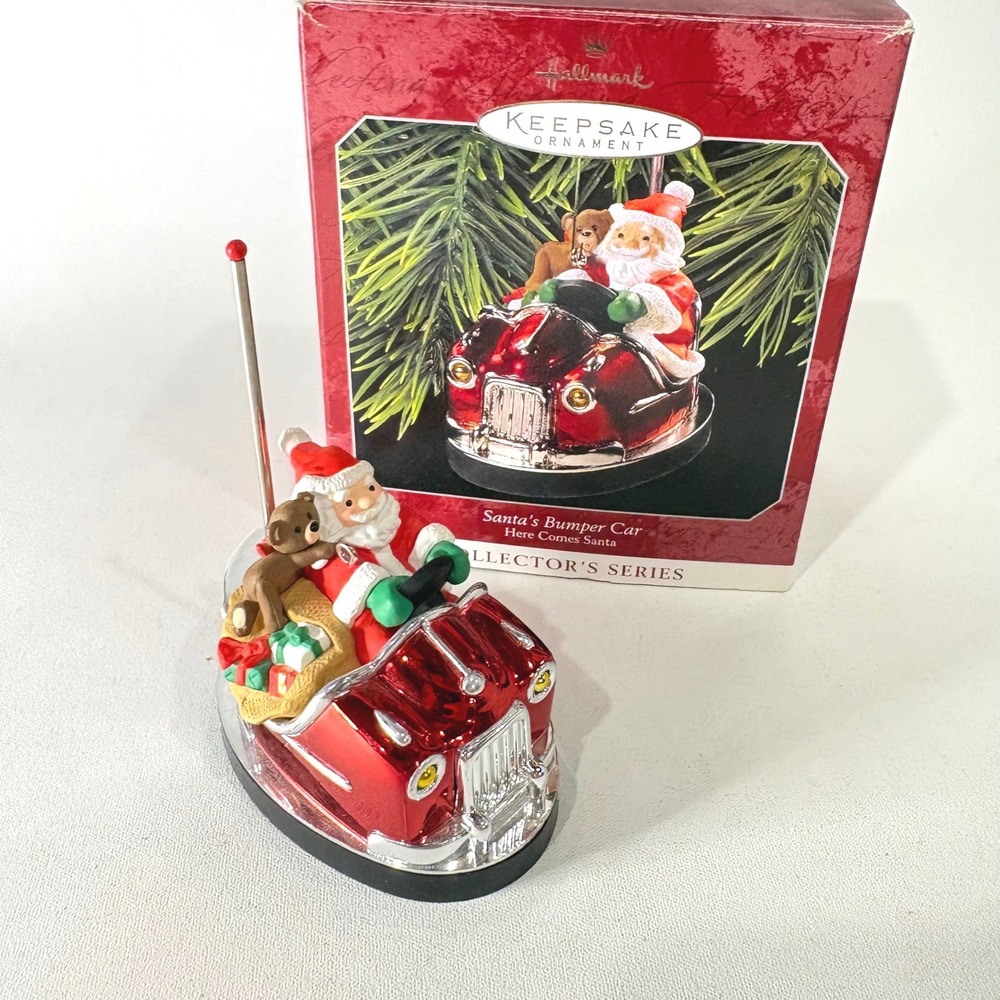 Hallmark Keepsake 1998 Santa's Bumper Car Ornament Here Comes Santa Series 20